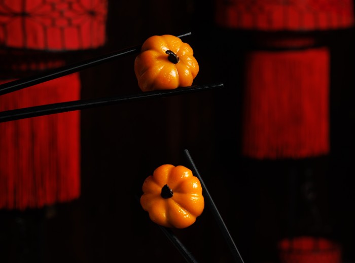 The Dishes

Enjoy two delectable Dim Sum specials: Perilla Roasted Duck Dumplings in a pumpkin wrap and Crispy Noodle Wrapped Prawns with a spicy sauce. And for those who crave something sweet – our Haunted Pumpkin Pudding with an Oreo Crumble is an unmissable treat.
